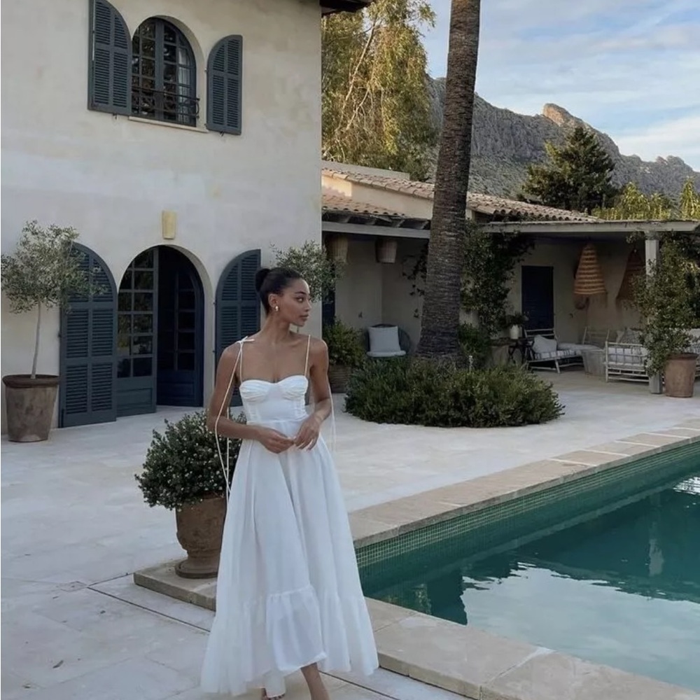 Zara White Strapless Midi Dress - Picture 11 of 15